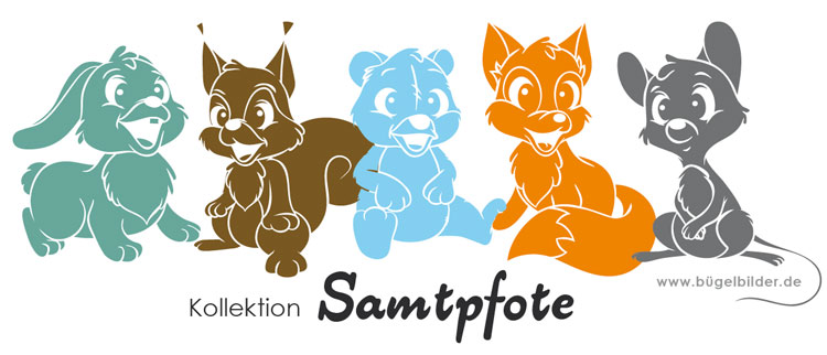 Alle Aufbügler der Kollektion Samtpfote - Hase, Eichhörnchen, Fuchs, Maus, Bär