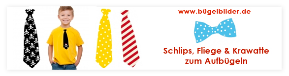 Krinderkrawatte, Fliege und Schlips zum Aufbügeln