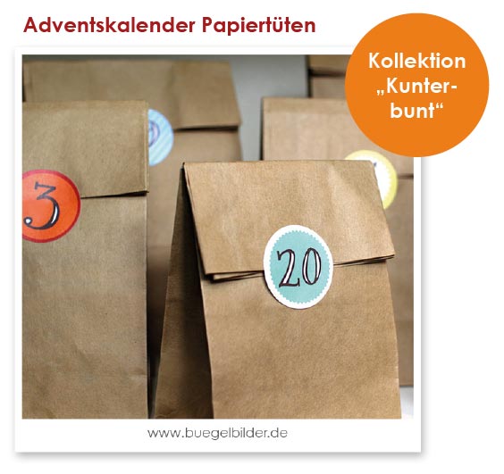 Idee für Adventskalender - aus Blockbodenbeuteln basteln 