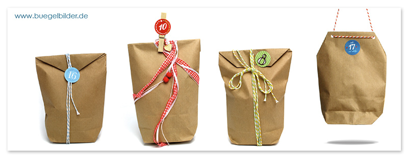 Ideen: Papiertüten von Kalender schön verschließen