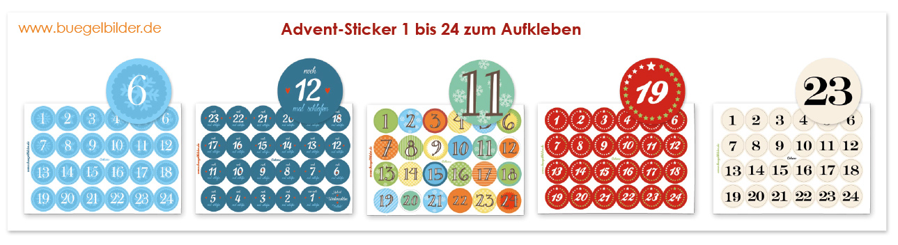 Schöne Verzierung für Adventskalender: Zahlen für 24 Türchen