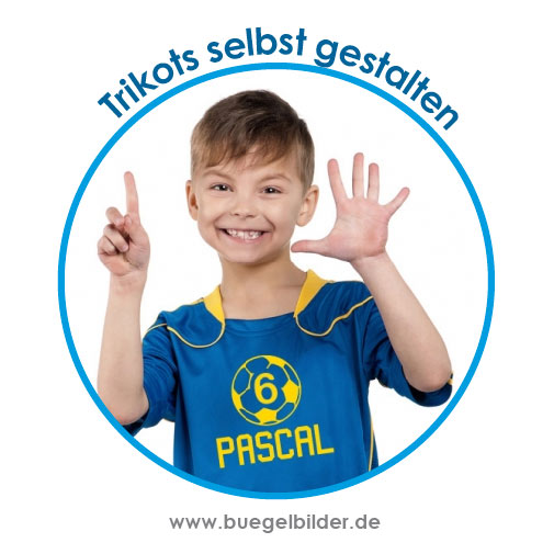 Trikot selber machen - B&uuml;gelbilder-Sets mit eigenem Namen und Zahl aus Flockstoff