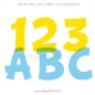 Zahl und Buchstabe zum Aufbügeln mit der Schriftart Adam