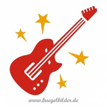 Aufbügler: E-Gitarre mit vielen Sternen zum Aufbügeln