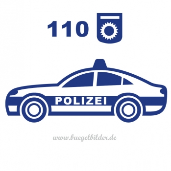Bügelmotiv für Kinder: Polizeiauto aus Flockfolie