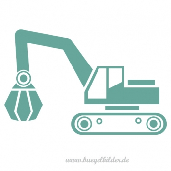 Aufbügler für kleine Baumeister: Bagger / Seilkran mit Abrissbirne aus Flockfolie
