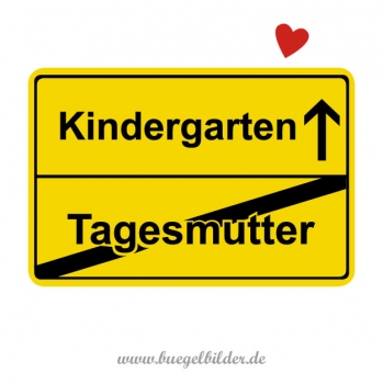 Bügelbild für Kinder: Strassenschild Tagesmutter / Kindergarten