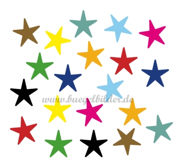 20 bunter Sterne zum Aufbügeln aus Velours