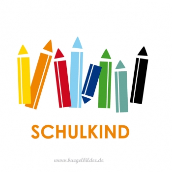 Motiv zur Einschulung: Bunte Stifte zum Aufbügeln für das Schulkind