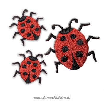 3 lustige Marienkäfer als Applikation.