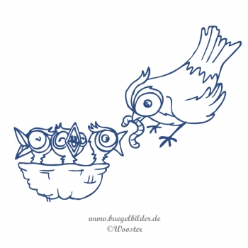 Mama-Vogel liebt Ihre Vogelkinder