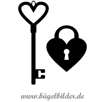 Schlüssel und Schloss zum Aufbügeln aus Velours