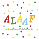 bunter Schriftzug Alaaf für Karneval zum Aufbügeln