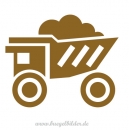 Aufbügler für kleine Baumeister: Bagger / Seilkran mit Abrissbirne aus Flockfolie