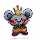 Aufbügler: süße Maus mit großer Krone als Patch zum Aufbügeln
