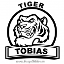 Zum Aufbügeln: Aufbüger Tiger-Kopf mit Namen