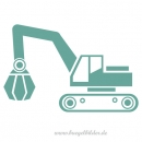 Aufbügler für kleine Baumeister: Bagger / Seilkran mit Abrissbirne aus Flockfolie