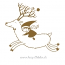 Mädchen reitet auf Rentier