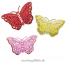 Aufbügler "3 Schmetterlinge" Gelb-Rot-Pink