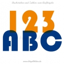 So sehen die Zahlen und Buchstaben David zum Aufbügeln aus.